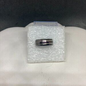 Silver lines Stainless Steel black ring - size 10.25